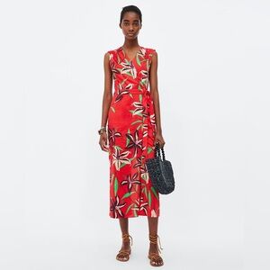 Zara Basic Red Floral Wrap Jumpsuit Sz S